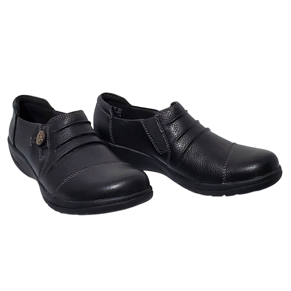 New Clarks collection cheyn inca ultimate comfort slip on loafers black leather - Picture 4 of 16